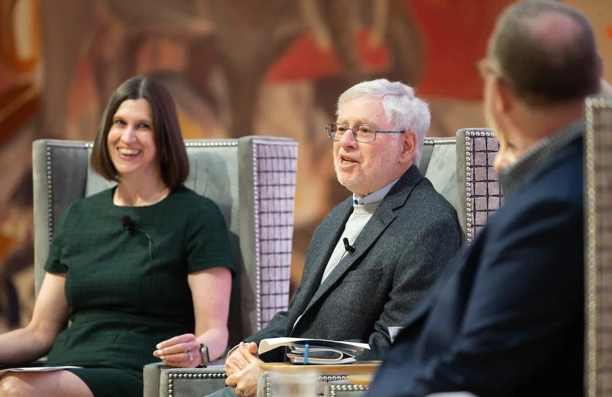 Krystal Sexton laughing with Ron Goetzel at the Business Collaborative for Brain Health workforce convening, Houston, May 2025
