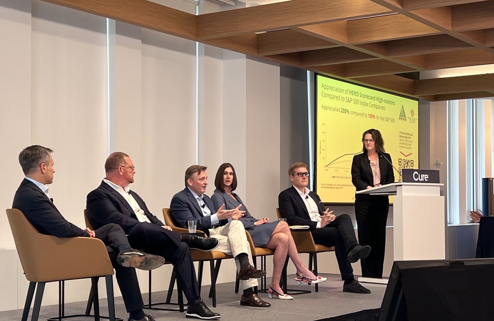 The Business and Brain Health panel at the UNGA79 Science Summit Brain Days, New York, September 2024, with Krystal Sexton fourth from left