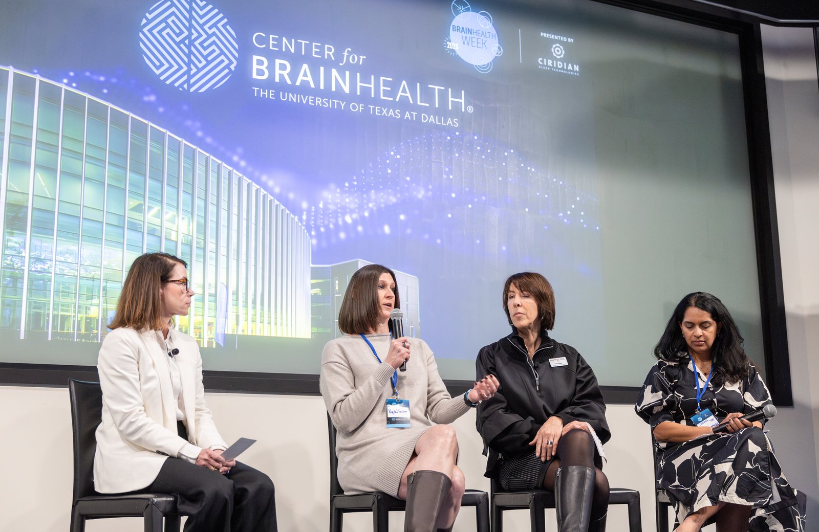 The Designing Brain-Healthy Organizations panel at BrainHealth Week, Center for BrainHealth at UT Dallas, February 2026, with Krystal Sexton